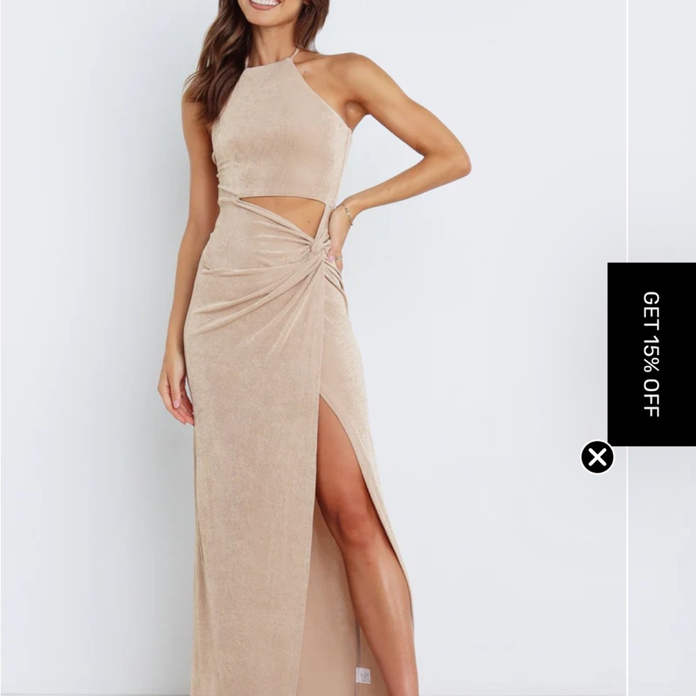 Elegant Tan Evening Gown